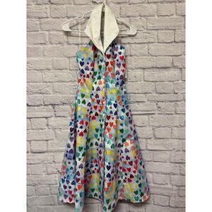 Unique Vintage Peacock Room Rainbow Heart Dress w/Halter Collar SZ 2 (XS) NWT
